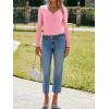 imageImily Bela Womens Long Sleeve Shirts V Neck Slim Fitted Henley Tops 2025 Ribbed Knit Casual Trendy Going Out Crop TopsPink