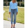 imageImily Bela Womens Long Sleeve Shirts V Neck Slim Fitted Henley Tops 2025 Ribbed Knit Casual Trendy Going Out Crop TopsSky Blue