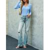 imageImily Bela Womens Long Sleeve Shirts V Neck Slim Fitted Henley Tops 2025 Ribbed Knit Casual Trendy Going Out Crop TopsSky Blue