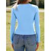 imageImily Bela Womens Long Sleeve Shirts V Neck Slim Fitted Henley Tops 2025 Ribbed Knit Casual Trendy Going Out Crop TopsSky Blue