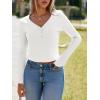 imageImily Bela Womens Long Sleeve Shirts V Neck Slim Fitted Henley Tops 2025 Ribbed Knit Casual Trendy Going Out Crop TopsWhite