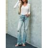 imageImily Bela Womens Long Sleeve Shirts V Neck Slim Fitted Henley Tops 2025 Ribbed Knit Casual Trendy Going Out Crop TopsWhite