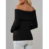 imageImily Bela Womens Off The Shoulder Sweaters Casual Long Sleeve Ribbed Knit Slim Fit Y2K Going Out Pullover TopsBlack