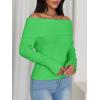 imageImily Bela Womens Off The Shoulder Sweaters Casual Long Sleeve Ribbed Knit Slim Fit Y2K Going Out Pullover TopsGreen