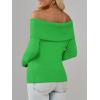 imageImily Bela Womens Off The Shoulder Sweaters Casual Long Sleeve Ribbed Knit Slim Fit Y2K Going Out Pullover TopsGreen