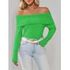 imageImily Bela Womens Off The Shoulder Sweaters Casual Long Sleeve Ribbed Knit Slim Fit Y2K Going Out Pullover TopsGreen