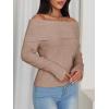 imageImily Bela Womens Off The Shoulder Sweaters Casual Long Sleeve Ribbed Knit Slim Fit Y2K Going Out Pullover TopsKhaki