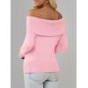 imageImily Bela Womens Off The Shoulder Sweaters Casual Long Sleeve Ribbed Knit Slim Fit Y2K Going Out Pullover TopsPink