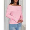 imageImily Bela Womens Off The Shoulder Sweaters Casual Long Sleeve Ribbed Knit Slim Fit Y2K Going Out Pullover TopsPink