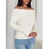 imageImily Bela Womens Off The Shoulder Sweaters Casual Long Sleeve Ribbed Knit Slim Fit Y2K Going Out Pullover TopsWhite