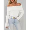 imageImily Bela Womens Off The Shoulder Sweaters Casual Long Sleeve Ribbed Knit Slim Fit Y2K Going Out Pullover TopsWhite