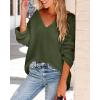 imageImily Bela Womens Oversized Deep V Neck Sweaters Sexy Long Sleeve Tunic Sweater Knitted Dressy Pullover JumperArmy Green