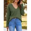 imageImily Bela Womens Oversized Deep V Neck Sweaters Sexy Long Sleeve Tunic Sweater Knitted Dressy Pullover JumperArmy Green