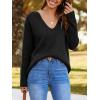 imageImily Bela Womens Oversized Deep V Neck Sweaters Sexy Long Sleeve Tunic Sweater Knitted Dressy Pullover JumperBlack