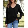 imageImily Bela Womens Oversized Deep V Neck Sweaters Sexy Long Sleeve Tunic Sweater Knitted Dressy Pullover JumperBlack