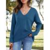 imageImily Bela Womens Oversized Deep V Neck Sweaters Sexy Long Sleeve Tunic Sweater Knitted Dressy Pullover JumperBlue
