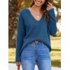 imageImily Bela Womens Oversized Deep V Neck Sweaters Sexy Long Sleeve Tunic Sweater Knitted Dressy Pullover JumperBlue