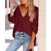imageImily Bela Womens Oversized Deep V Neck Sweaters Sexy Long Sleeve Tunic Sweater Knitted Dressy Pullover JumperBurgundy