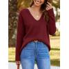 imageImily Bela Womens Oversized Deep V Neck Sweaters Sexy Long Sleeve Tunic Sweater Knitted Dressy Pullover JumperBurgundy