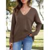imageImily Bela Womens Oversized Deep V Neck Sweaters Sexy Long Sleeve Tunic Sweater Knitted Dressy Pullover JumperCoffee