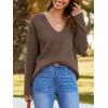 imageImily Bela Womens Oversized Deep V Neck Sweaters Sexy Long Sleeve Tunic Sweater Knitted Dressy Pullover JumperCoffee