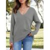 imageImily Bela Womens Oversized Deep V Neck Sweaters Sexy Long Sleeve Tunic Sweater Knitted Dressy Pullover JumperGrey