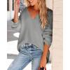 imageImily Bela Womens Oversized Deep V Neck Sweaters Sexy Long Sleeve Tunic Sweater Knitted Dressy Pullover JumperGrey