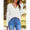 imageImily Bela Womens Oversized Deep V Neck Sweaters Sexy Long Sleeve Tunic Sweater Knitted Dressy Pullover JumperWhite