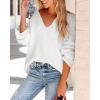 imageImily Bela Womens Oversized Deep V Neck Sweaters Sexy Long Sleeve Tunic Sweater Knitted Dressy Pullover JumperWhite