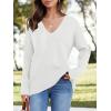 imageImily Bela Womens Oversized Deep V Neck Sweaters Sexy Long Sleeve Tunic Sweater Knitted Dressy Pullover JumperWhite