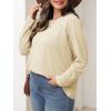 imageImily Bela Womens Plus Size Tops Casual Long Sleeve Textured Crewneck Shirts Fall Loose Tunic TopBeige