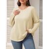 imageImily Bela Womens Plus Size Tops Casual Long Sleeve Textured Crewneck Shirts Fall Loose Tunic TopBeige