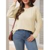 imageImily Bela Womens Plus Size Tops Casual Long Sleeve Textured Crewneck Shirts Fall Loose Tunic TopBeige