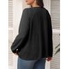 imageImily Bela Womens Plus Size Tops Casual Long Sleeve Textured Crewneck Shirts Fall Loose Tunic TopBlack