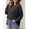 imageImily Bela Womens Plus Size Tops Casual Long Sleeve Textured Crewneck Shirts Fall Loose Tunic TopBlack