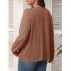 imageImily Bela Womens Plus Size Tops Casual Long Sleeve Textured Crewneck Shirts Fall Loose Tunic TopBrown