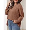 imageImily Bela Womens Plus Size Tops Casual Long Sleeve Textured Crewneck Shirts Fall Loose Tunic TopBrown