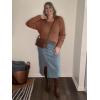 imageImily Bela Womens Plus Size Tops Casual Long Sleeve Textured Crewneck Shirts Fall Loose Tunic TopBrown