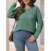 imageImily Bela Womens Plus Size Tops Casual Long Sleeve Textured Crewneck Shirts Fall Loose Tunic TopDark Green