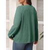 imageImily Bela Womens Plus Size Tops Casual Long Sleeve Textured Crewneck Shirts Fall Loose Tunic TopDark Green