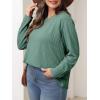 imageImily Bela Womens Plus Size Tops Casual Long Sleeve Textured Crewneck Shirts Fall Loose Tunic TopDark Green