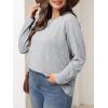 imageImily Bela Womens Plus Size Tops Casual Long Sleeve Textured Crewneck Shirts Fall Loose Tunic TopGrey