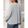 imageImily Bela Womens Plus Size Tops Casual Long Sleeve Textured Crewneck Shirts Fall Loose Tunic TopGrey