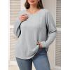imageImily Bela Womens Plus Size Tops Casual Long Sleeve Textured Crewneck Shirts Fall Loose Tunic TopGrey