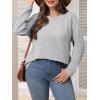 imageImily Bela Womens Plus Size Tops Casual Long Sleeve Textured Crewneck Shirts Fall Loose Tunic TopGrey