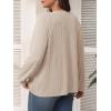 imageImily Bela Womens Plus Size Tops Casual Long Sleeve Textured Crewneck Shirts Fall Loose Tunic TopLight Khaki