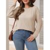 imageImily Bela Womens Plus Size Tops Casual Long Sleeve Textured Crewneck Shirts Fall Loose Tunic TopLight Khaki