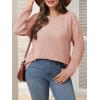 imageImily Bela Womens Plus Size Tops Casual Long Sleeve Textured Crewneck Shirts Fall Loose Tunic TopLight Pink