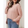 imageImily Bela Womens Plus Size Tops Casual Long Sleeve Textured Crewneck Shirts Fall Loose Tunic TopLight Pink