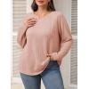 imageImily Bela Womens Plus Size Tops Casual Long Sleeve Textured Crewneck Shirts Fall Loose Tunic TopLight Pink